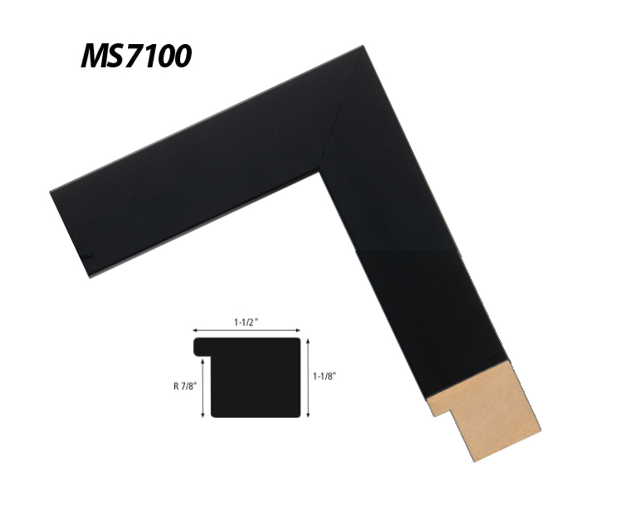 1 1/2" Wood Black Block Wood Frame (MS7100)