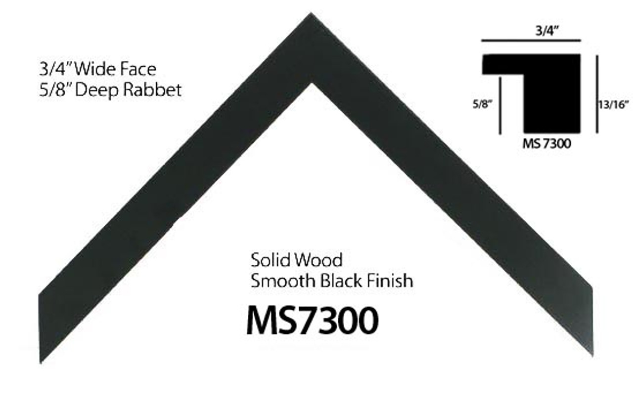 3/4" Black Flat Wood Frame (# MS 7300)