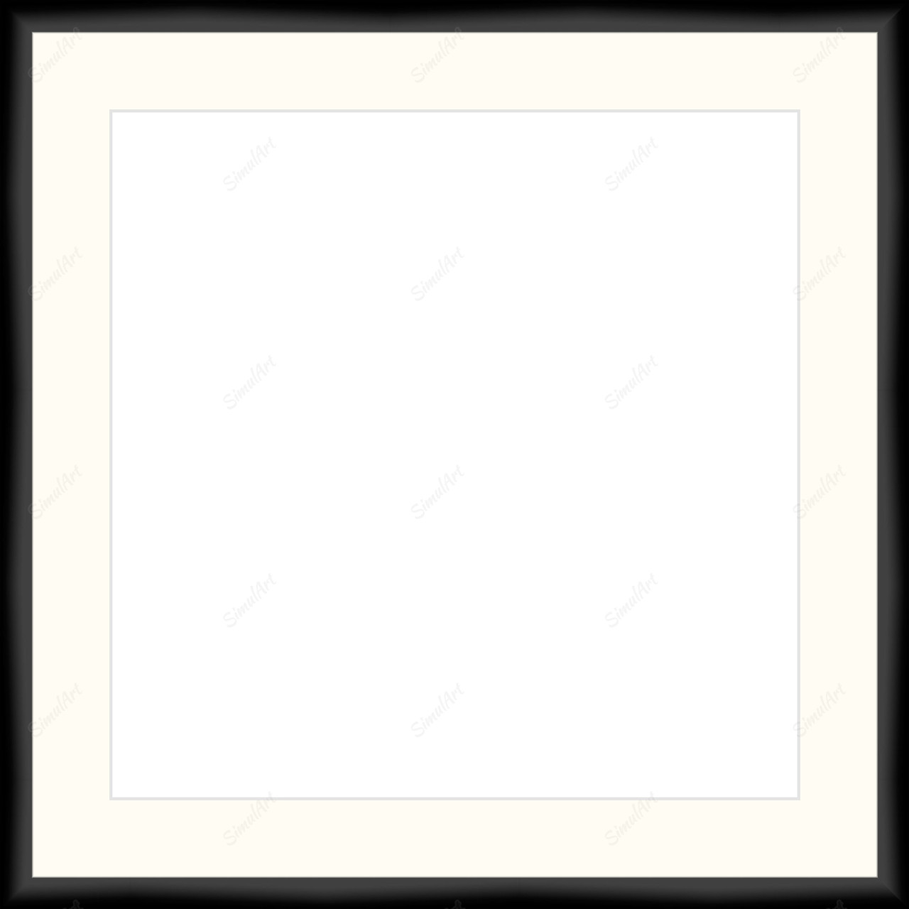 Empty frame for paper item 823295 - Moulding MS500   3/4" Black Cube Mat Essentials White Core Polar White Regular Glass Glass Manila Board (Max 32x40) Back 