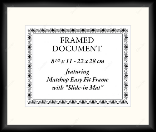 Blank Certificate for fit 1081287 - Moulding MS7300K   3/4" Black Cube Mat Essentials White Core Polar White Regular Glass Glass Manila Board (Max 32x40) Back 