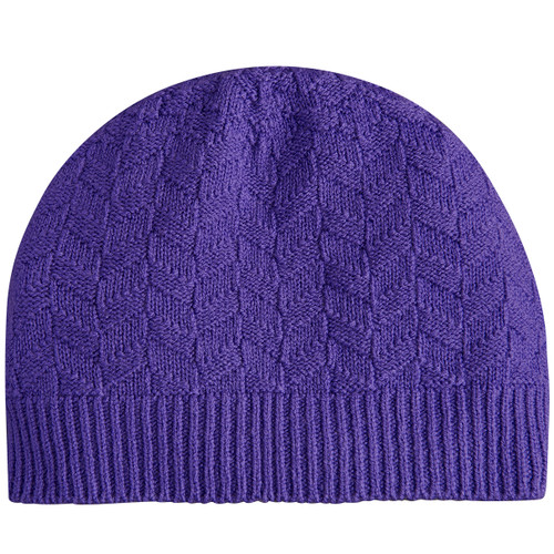 Women's merino wool textured beanie hat manufactured under the Glenbrae brand by Spectrum Yarns