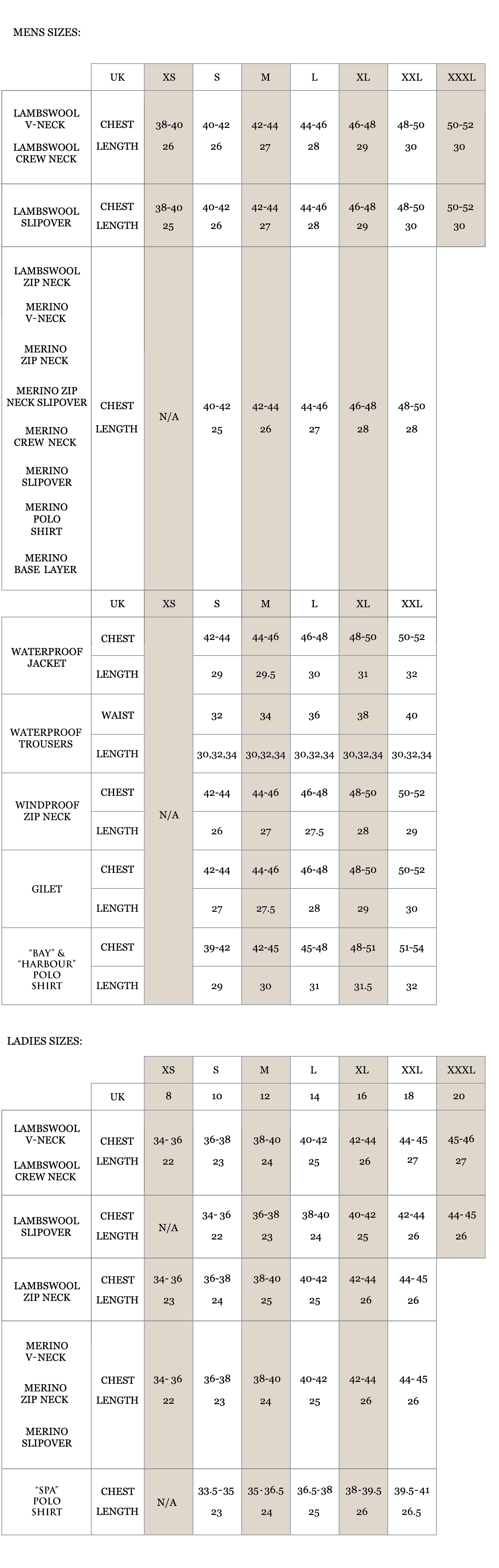 Size Guide