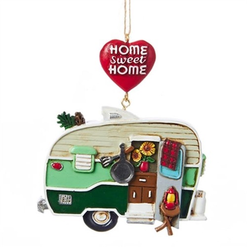 Trailer Ornaments Set of 2 "HOME SWEET HOME" AND " HAPPY CAMPER"