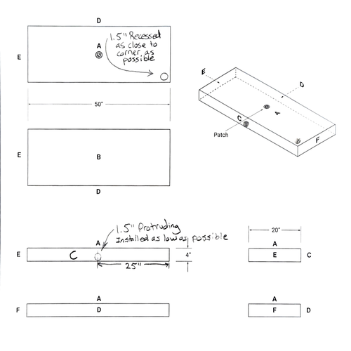 CLEARANCE 50" x 21" x 4" Gray Water Tank with Preinstalled Fittings  (C)