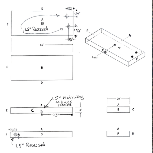CLEARANCE 50" x 21" x 4" Gray Water Tank with Preinstalled Fittings  (AA)