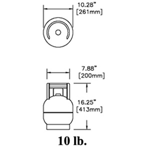 Aluminum LPG Cylinder, 10 lb. (2.4 gal) Vertical Orientation