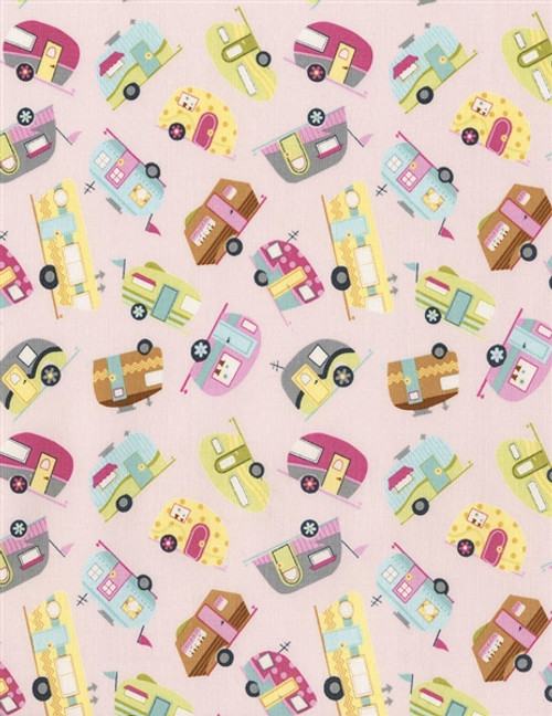 Pink Mini Campers Fabric