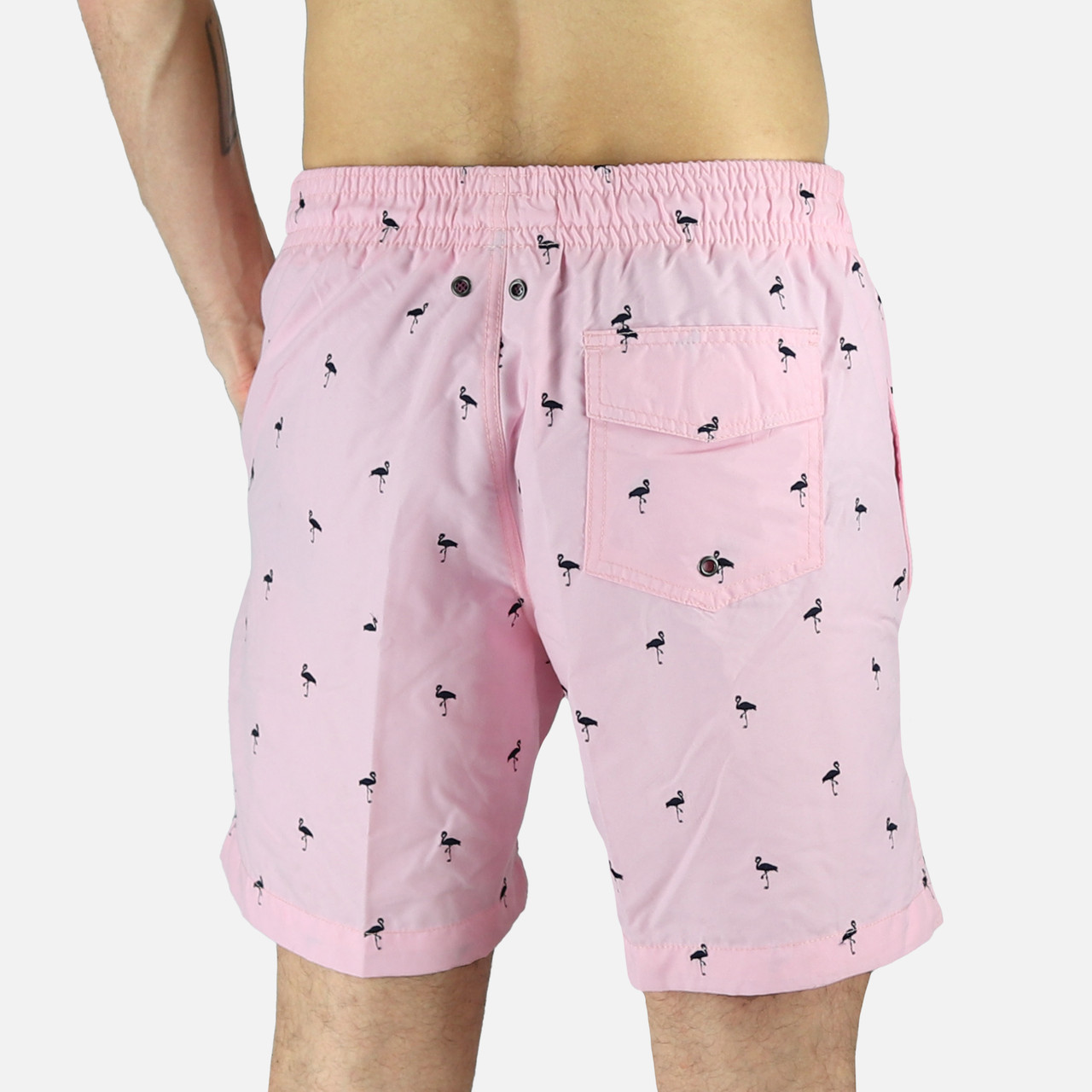 Pink flamingo deals mens swim trunks