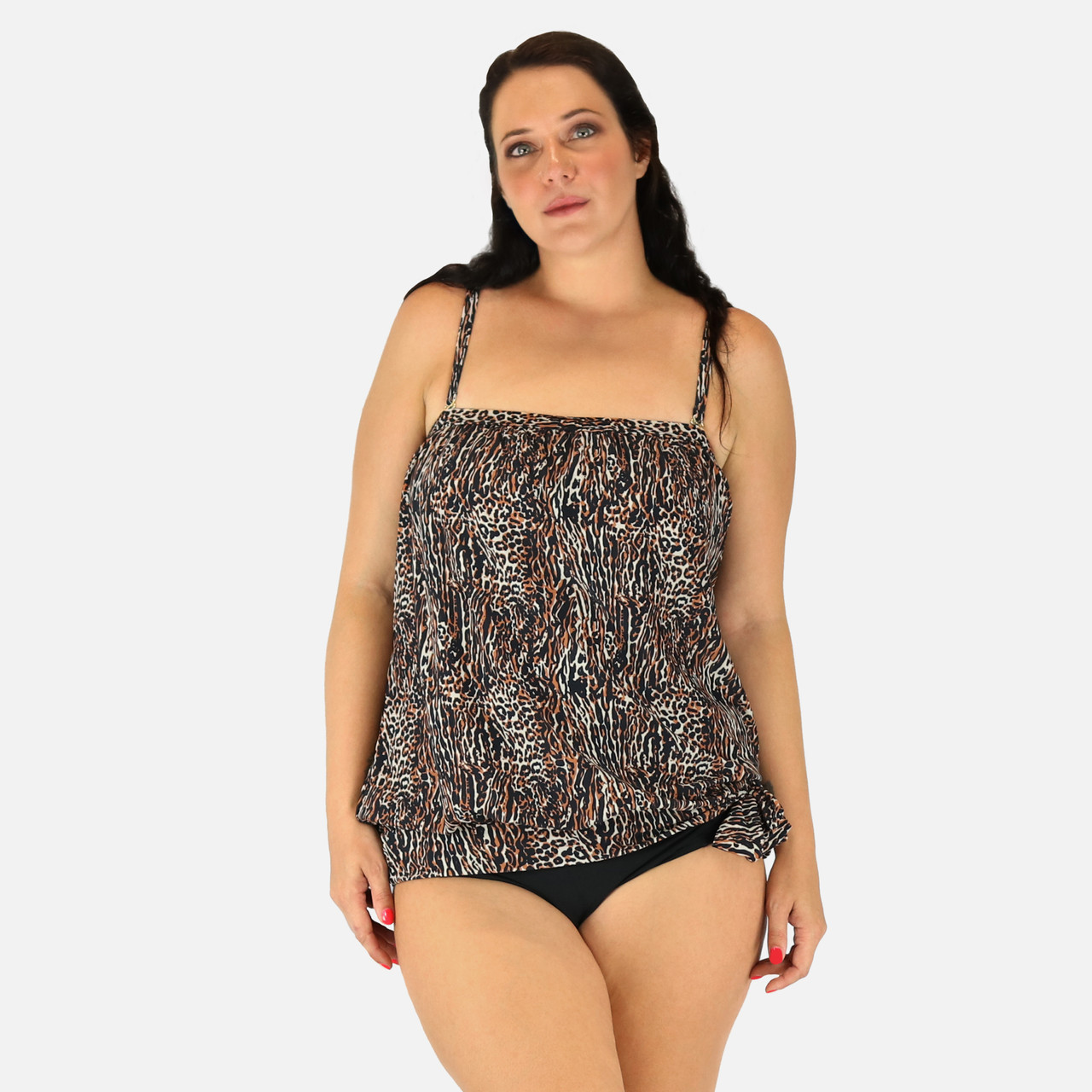 Bandeau Blouson Leopard Plus Size