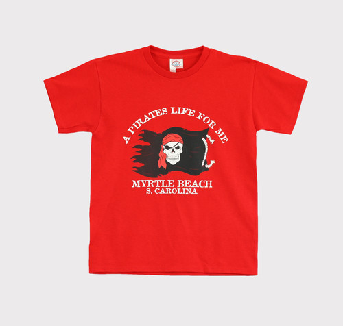 Red Boys Pirates Life For Me Tee