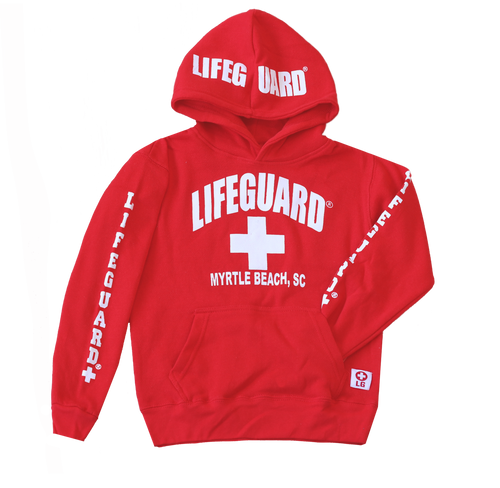kids red lifeguard hooded sweatshirt