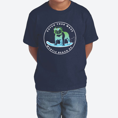 Boy's Navy Surfing Dog Tee