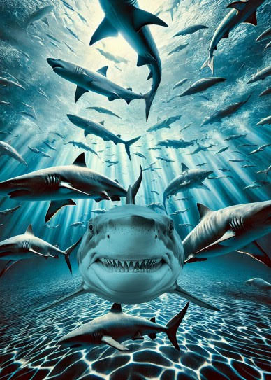 'Shark frenzy' Beach Towel Blanket