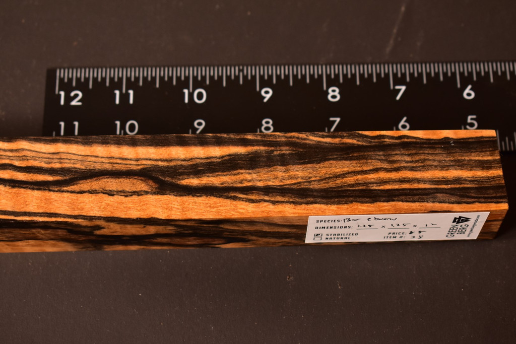Stabilized Curly Black and White Ebony 38 (1.25 x 1.25 x 12)
