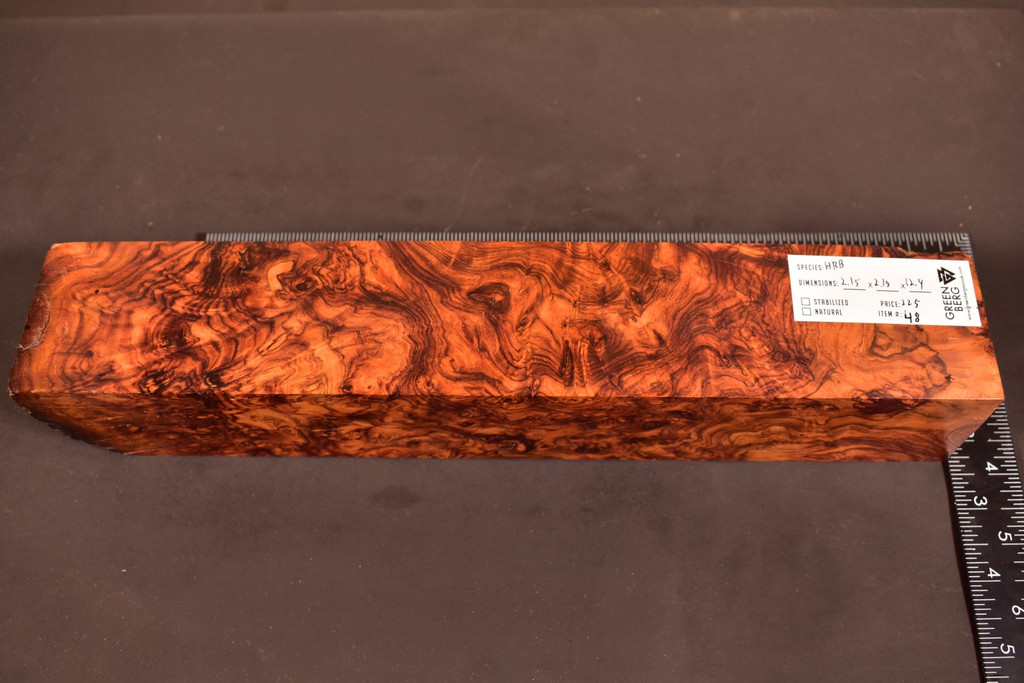 BEST Honduras Rosewood Burl 48 (2.15 x 2.15 x 12.4)