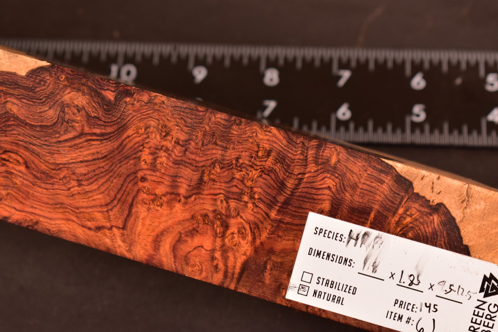 Honduras Rosewood Burl 61 (1.8 x 1.85 x 9.5 - 12.5)