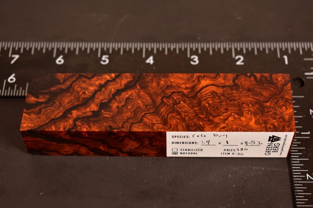 Cocobolo Burl 30 (1.4 x 1 x 4 - 5.2)