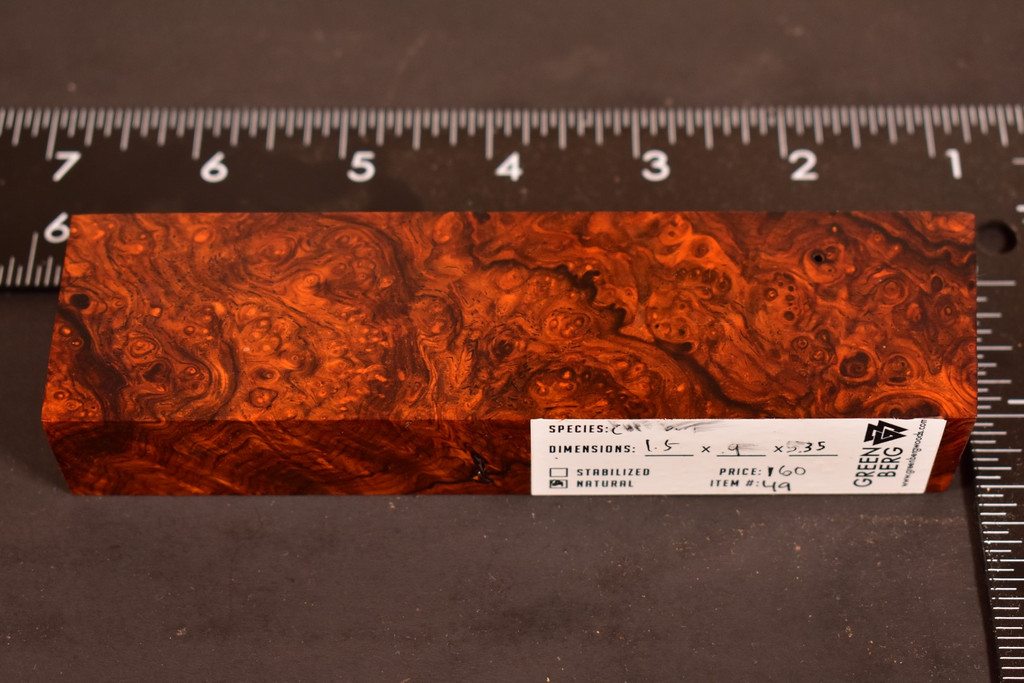 Cocobolo Burl 49 (1.5 x .9 x 5.35)