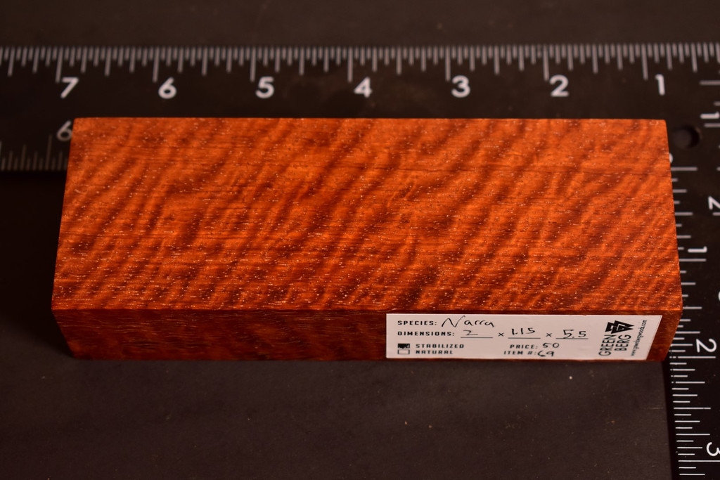 Stabilized Curly Red Narra 69 (2 x 1.15 x 5.5)