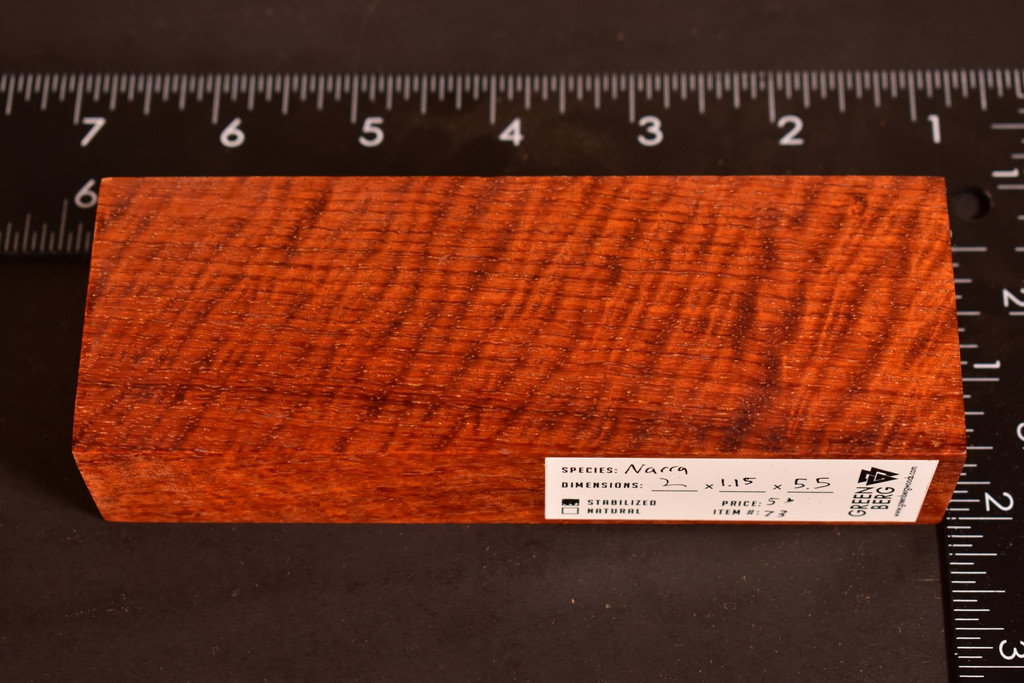 Stabilized Curly Red Narra 73 (2 x 1.15 x 5.5)