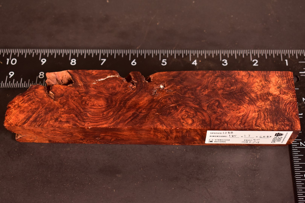 Honduras Rosewood Burl 79 (1.85 x 1.3 x 6.5 - 8.3)