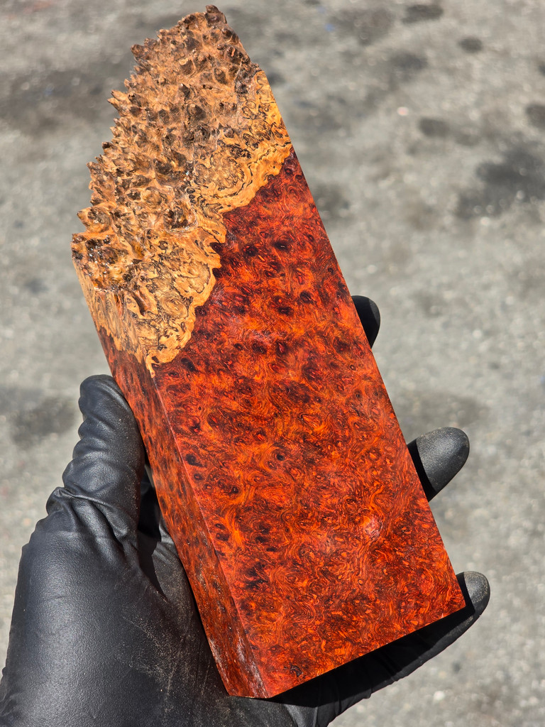 Stabilized Red Amboyna Burl 51E (2.7 x 1.43 x 5 - 8)