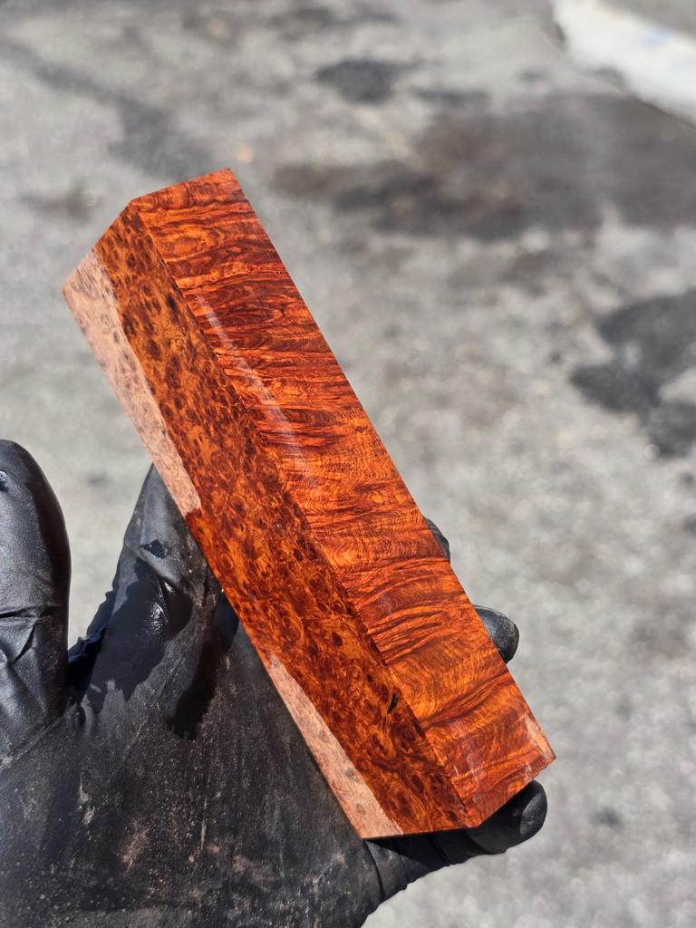Stabilized Red Amboyna Burl 81E (1.85 x 1 x 5.65)