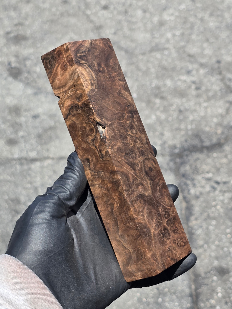 Stabilized Bastonge Walnut Burl 40 (2 x 1.3 x 7.5)