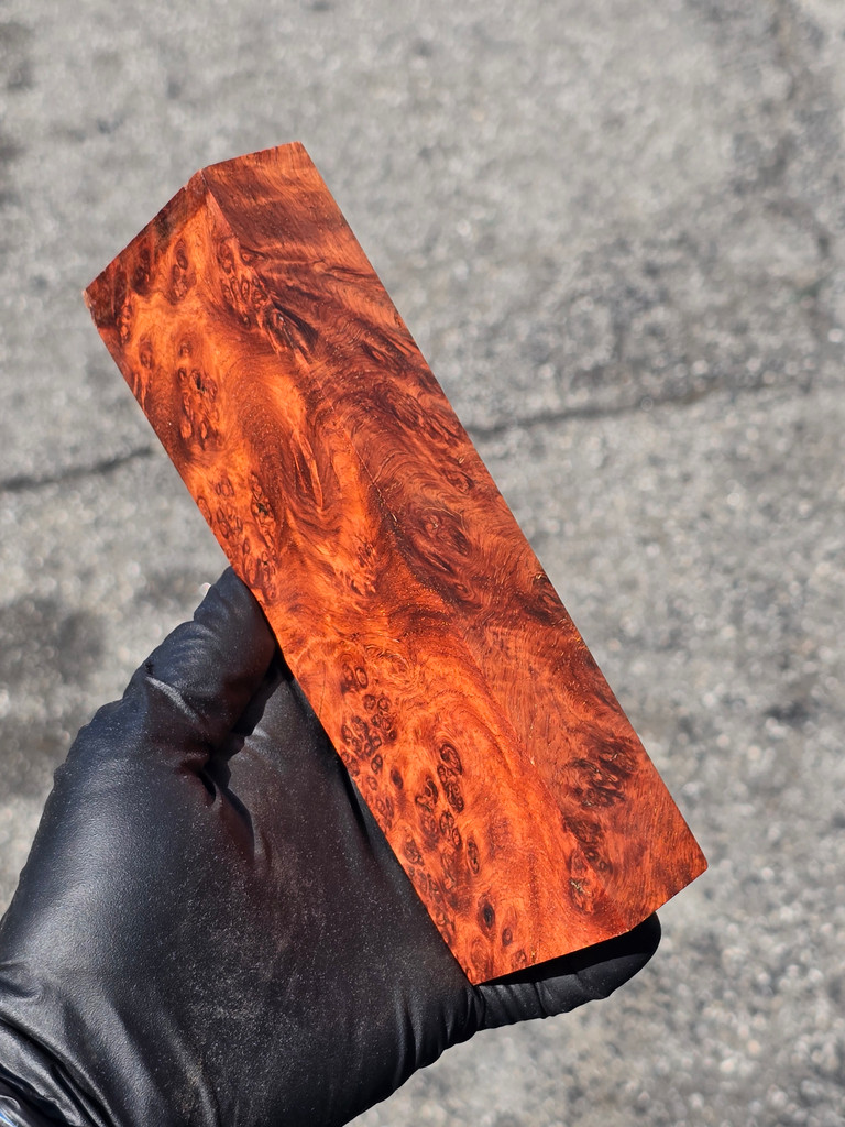 Stabilized Red Amboyna Burl 12F (2.25 x 1.25 x 7.2)