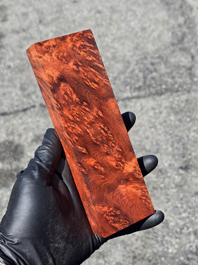 Stabilized Red Amboyna Burl 12F (2.25 x 1.25 x 7.2)