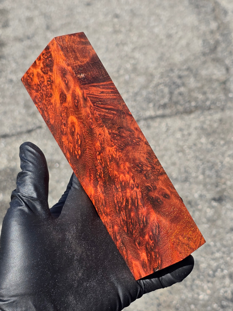 Stabilized Red Amboyna Burl 16F (2.25 x 1.25 x 7.2)