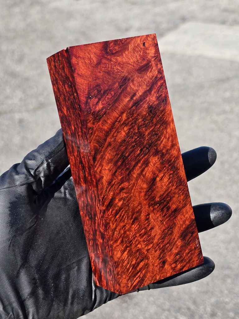 Stabilized Red Amboyna Burl 18F (2.4 x 1.5 x 5.9)