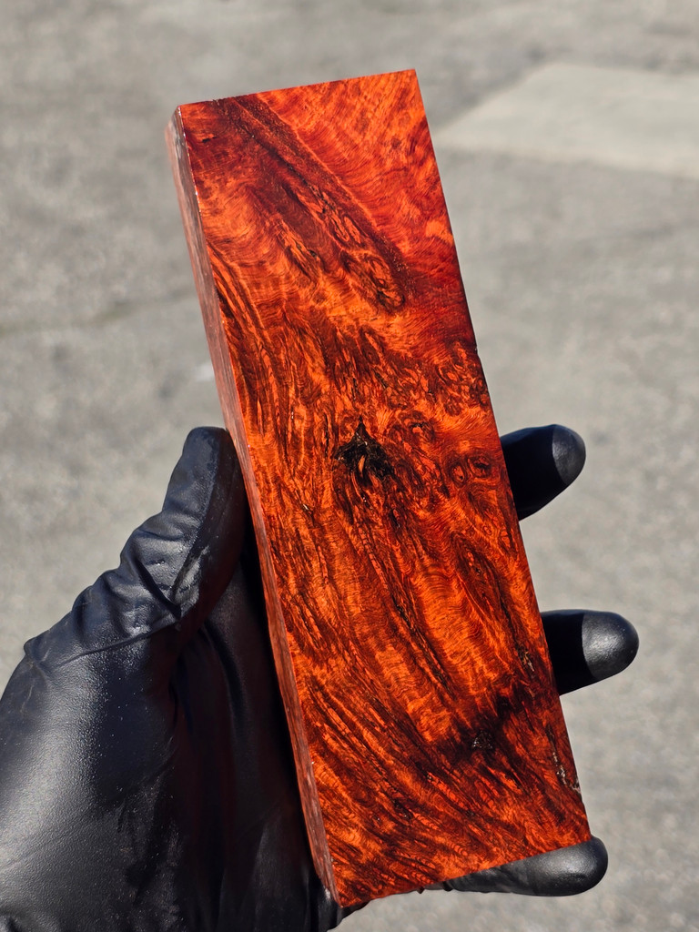 Stabilized Red Amboyna Burl 20F (2.25 x 1.3 x 6.75)