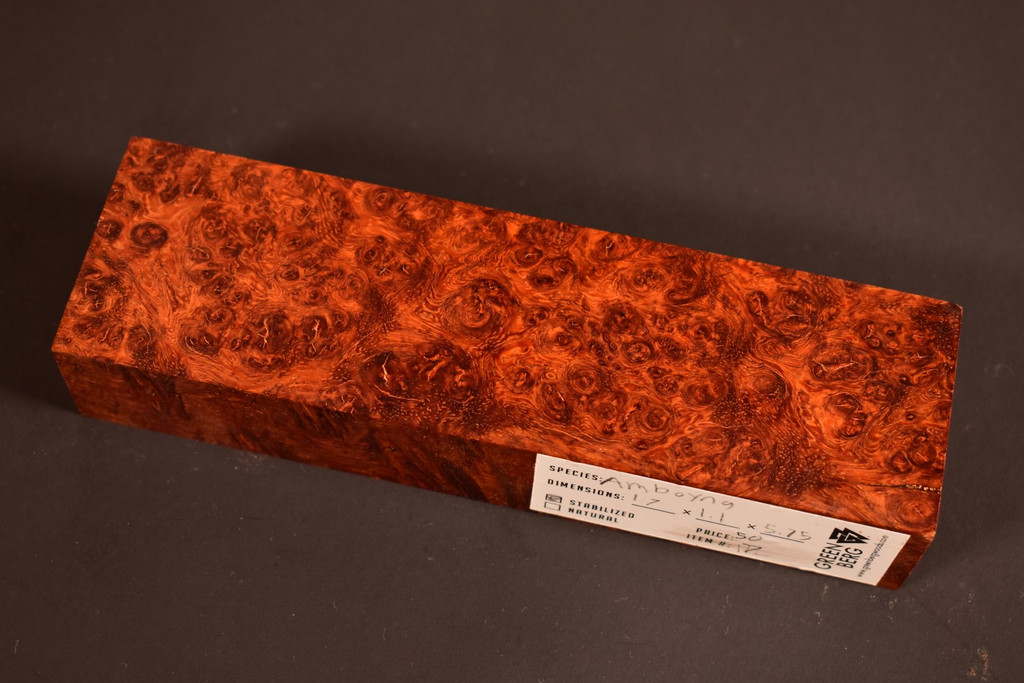 Stabilized Red Amboyna Burl 7 (1.7 x 1.1 x 5.75)