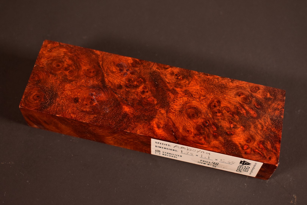 Stabilized Red Amboyna Burl 8 (1.75 x 1.1 x 5.65)