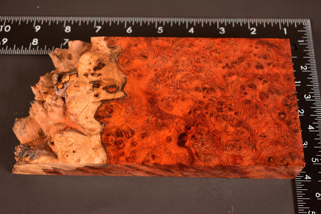 Stabilized Red Amboyna Burl 16 (3.9 x 1.15 x 6 - 7.4)