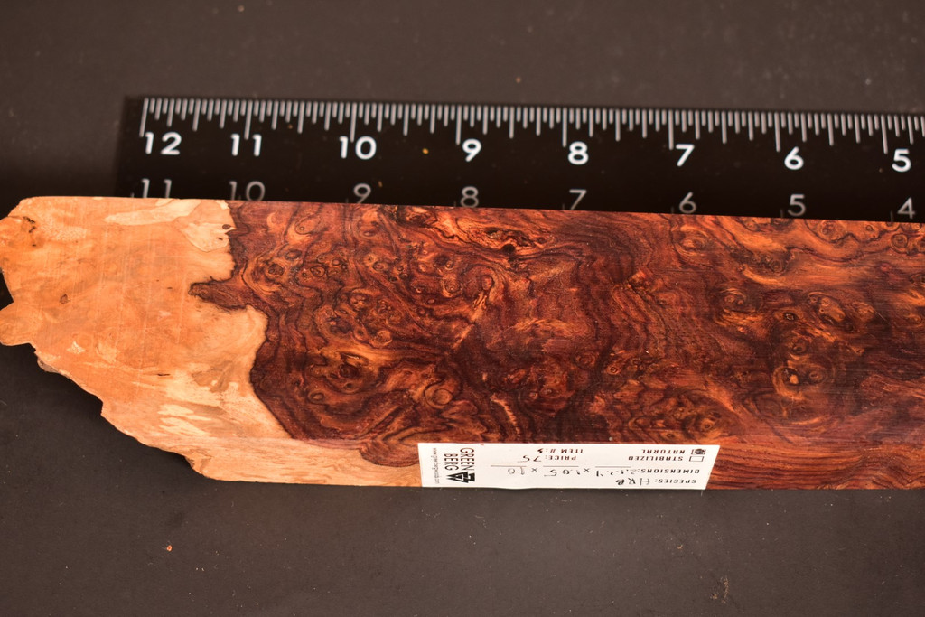 Honduras Rosewood Burl 3 (2.1 - 2.4 x 1.05 x 10)