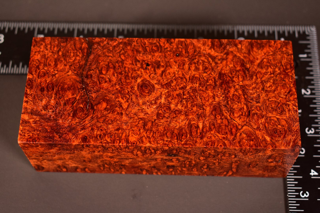 Stabilized Red Amboyna Burl 45 (1.75 x 2.45 x 5.5)