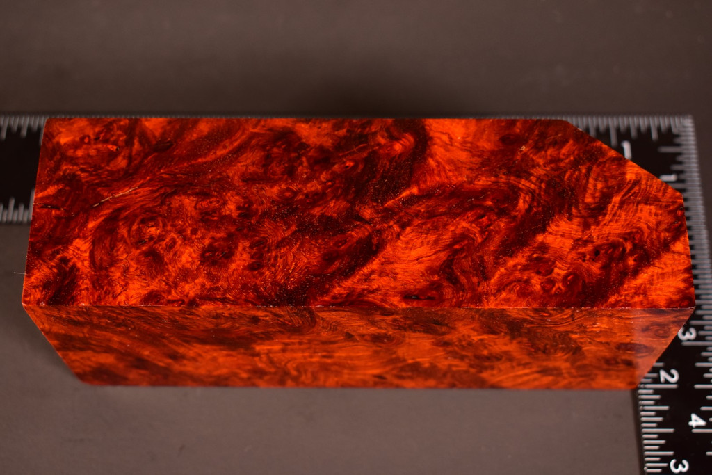 Stabilized Red Amboyna Burl 55 (2 x 2.5 x 6.15)
