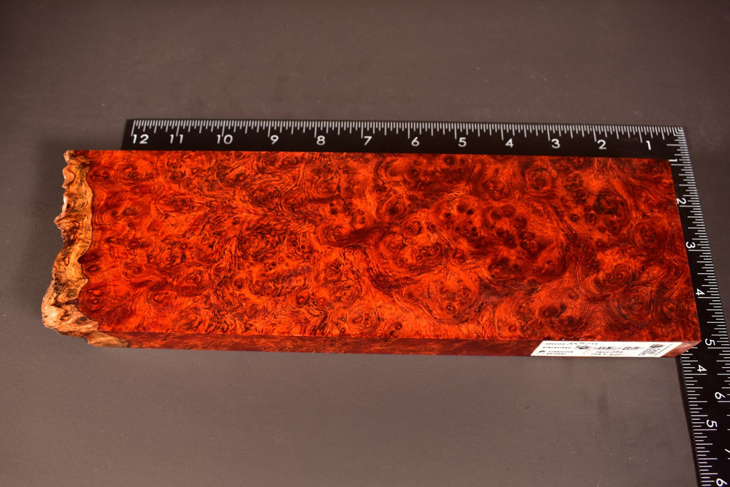 BEST Stabilized Red Amboyna Burl 57 (3.65 x 1.15 x 11.5)