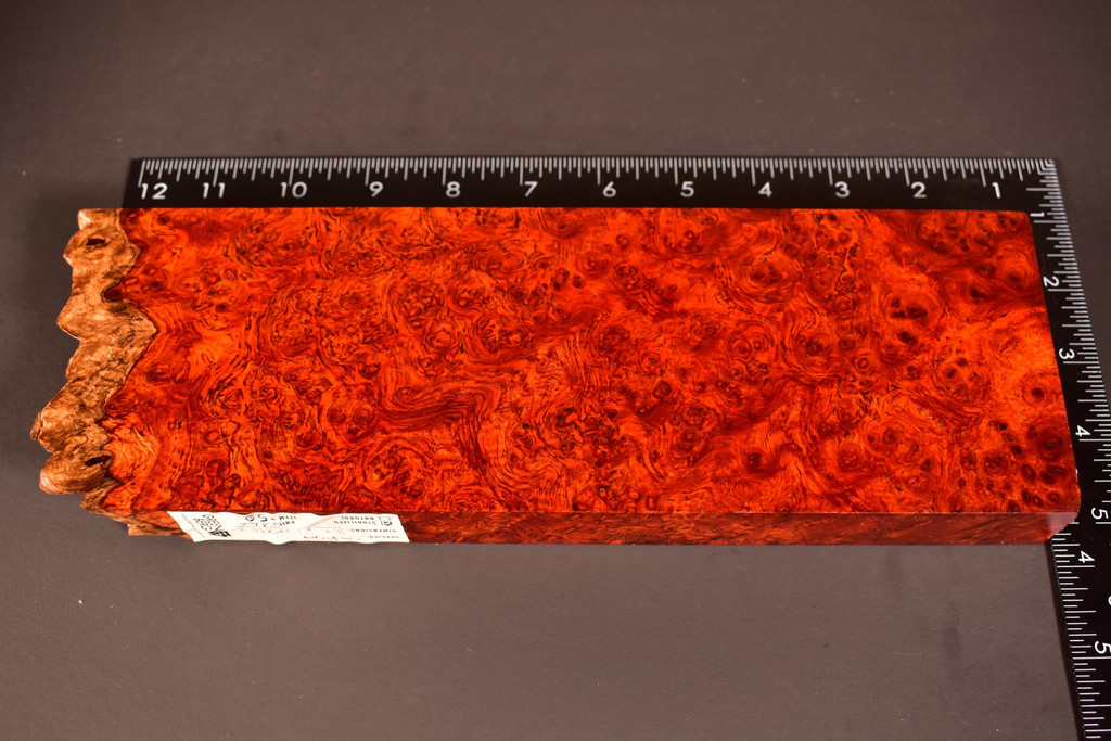 BEST Stabilized Red Amboyna Burl 58 (3.7 x 1.15 x 10.5)