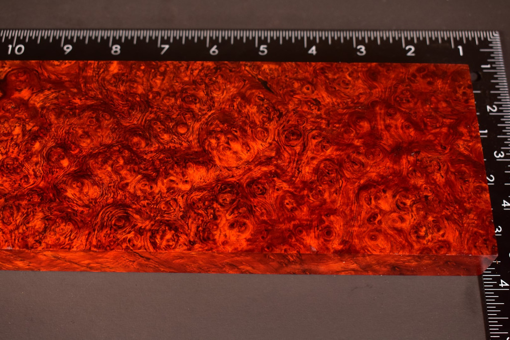 BEST Stabilized Red Amboyna Burl 58 (3.7 x 1.15 x 10.5)