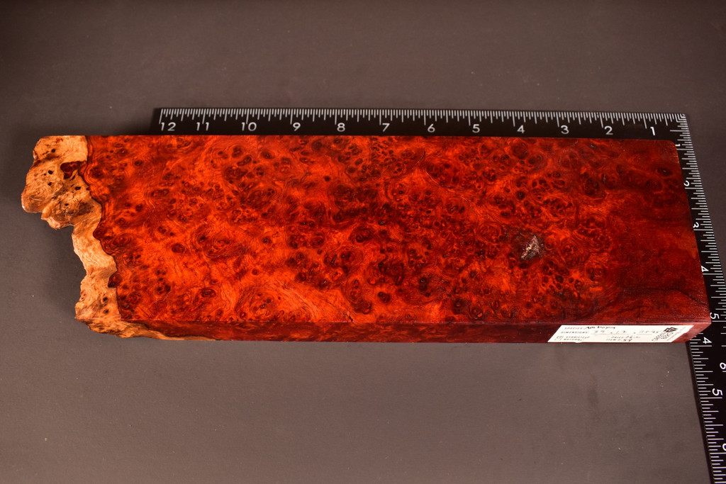 BEST Stabilized Red Amboyna Burl 59 (3.9 x 1.2 x 11.5 - 12.5)
