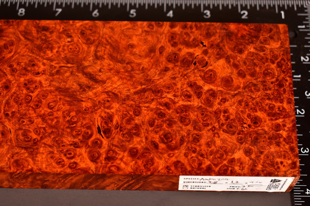 Stabilized Red Amboyna Burl 60 (3.8 x 1.2 x 9.75)