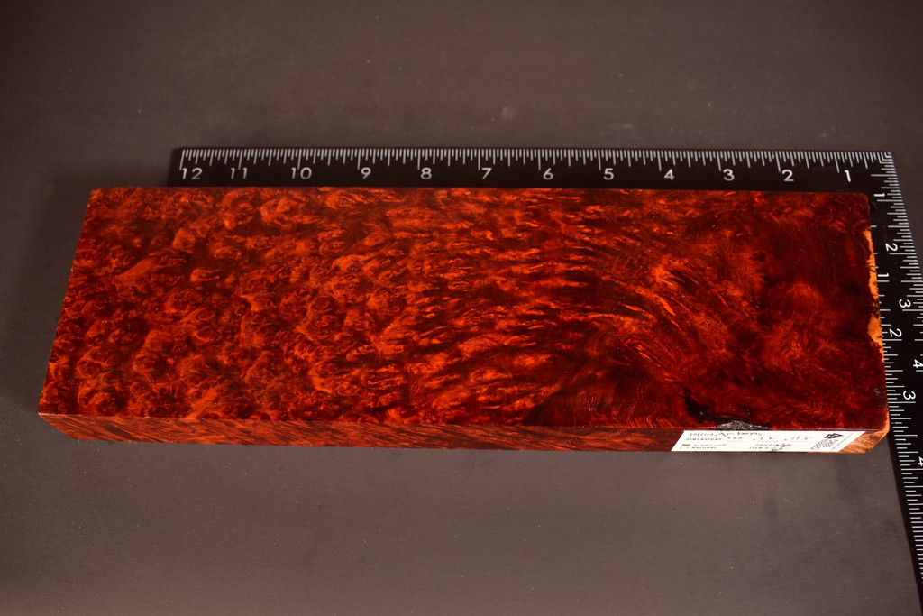 Stabilized Red Amboyna Burl 63 (3.65 x 1.2 x 11.5)