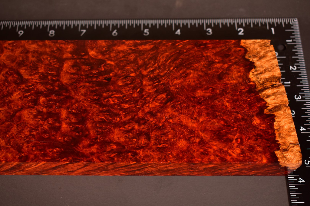 Stabilized Red Amboyna Burl 63 (3.65 x 1.2 x 11.5)