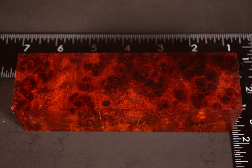 Stabilized Red Amboyna Burl 72 (1.6 x 1.55 x 5.65)
