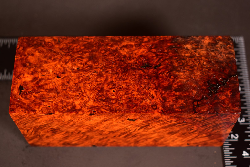 Stabilized Red Amboyna Burl 79 (2.5 x 2.1 x 5.5)