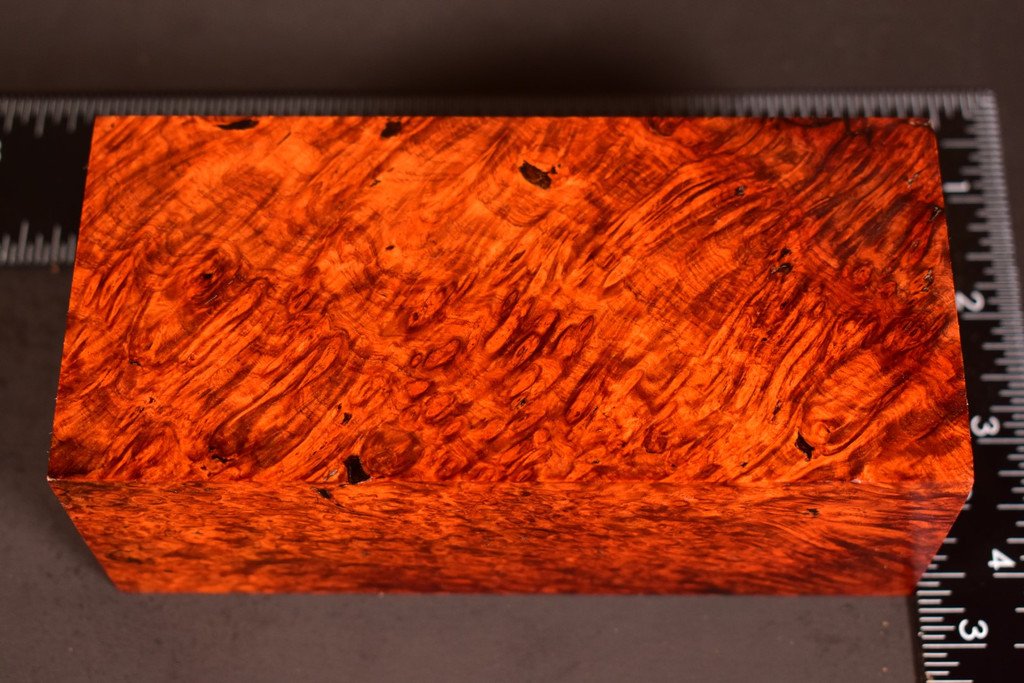 Stabilized Red Amboyna Burl 79 (2.5 x 2.1 x 5.5)