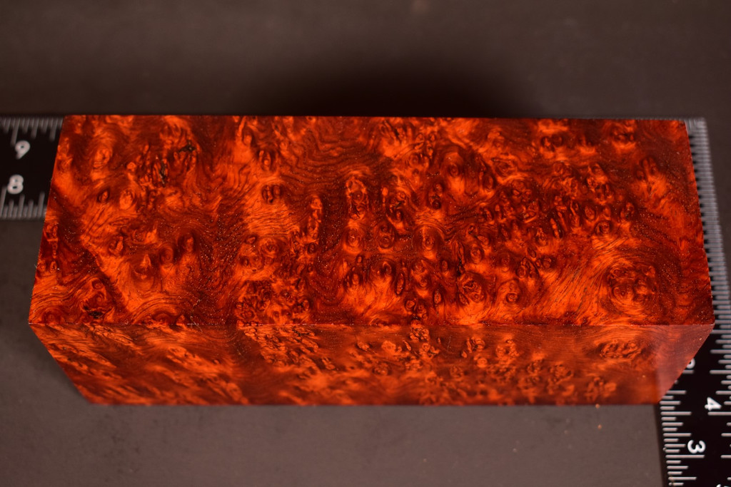 Stabilized Red Amboyna Burl 82 (2.5 x 2.35 x 6.5)